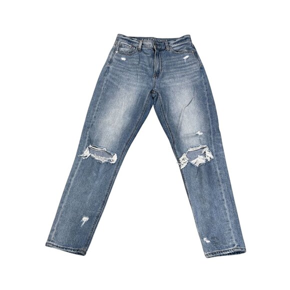 American Eagle Womens Distressed High-Waisted Jeans Regular Fit Size 0 - Picture 1 of 8